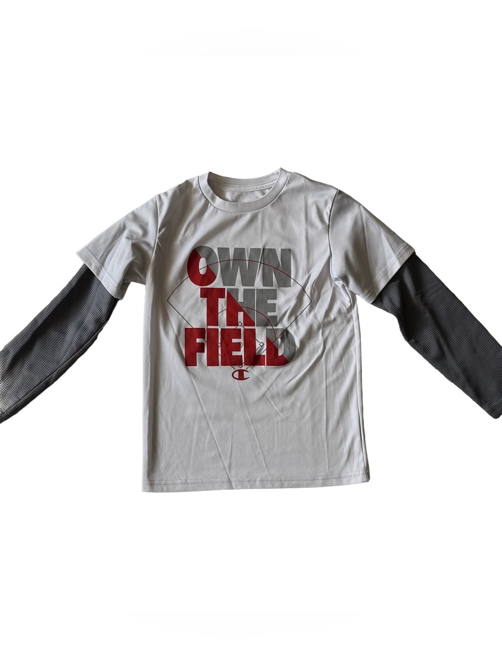 Champion Boy’s Long Sleeve ‘Own The Field’ Baseball Tee.